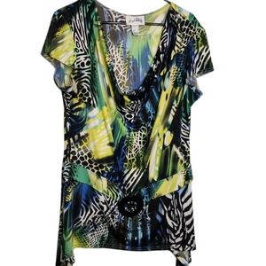 Joseph Ribkoff  Women's Multicolour Animal Pattern Short Sleeve Top Size 16